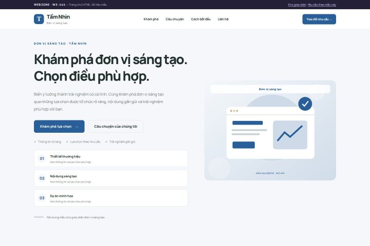 Ảnh chụp Giao diện HTML đơn vị sáng tạo — Trưng bày | WZ-444