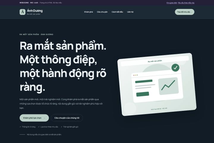 Ảnh chụp Giao diện HTML ra mắt sản phẩm — Nổi bật | WZ-448