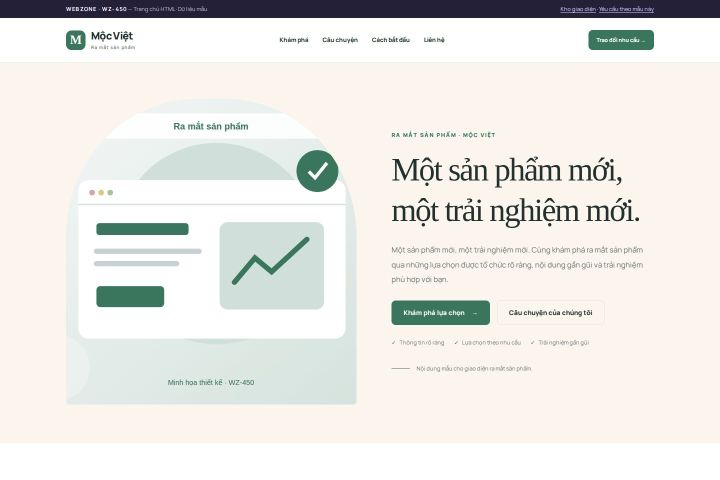 Ảnh chụp Giao diện HTML ra mắt sản phẩm — Kể chuyện | WZ-450