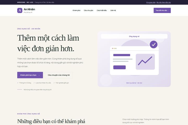 Ảnh chụp Giao diện HTML ứng dụng số — Thanh lịch | WZ-452