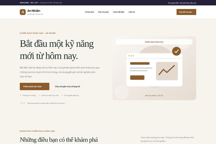 Ảnh chụp Giao diện HTML chiến dịch khóa học — Thanh lịch | WZ-457