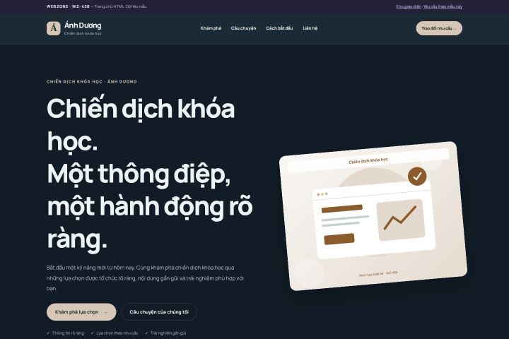 Ảnh chụp Giao diện HTML chiến dịch khóa học — Nổi bật | WZ-458