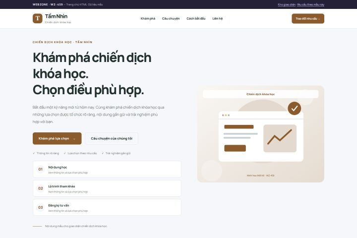Ảnh chụp Giao diện HTML chiến dịch khóa học — Trưng bày | WZ-459