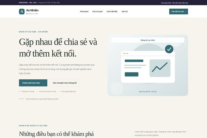 Ảnh chụp Giao diện HTML đăng ký sự kiện — Thanh lịch | WZ-462