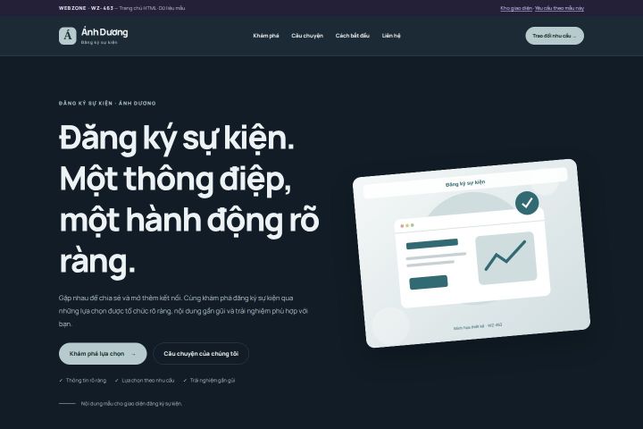 Ảnh chụp Giao diện HTML đăng ký sự kiện — Nổi bật | WZ-463
