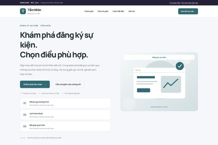 Ảnh chụp Giao diện HTML đăng ký sự kiện — Trưng bày | WZ-464