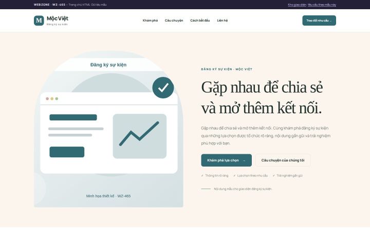 Ảnh chụp Giao diện HTML đăng ký sự kiện — Kể chuyện | WZ-465