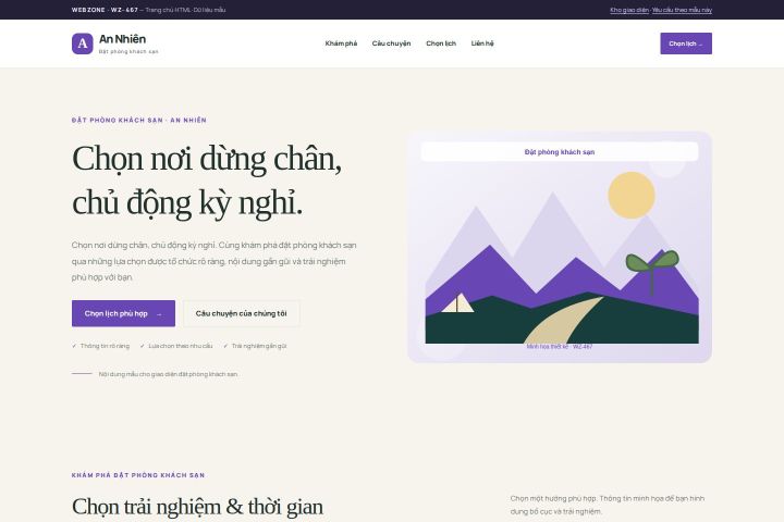 Ảnh chụp Giao diện HTML đặt phòng khách sạn — Thanh lịch | WZ-467