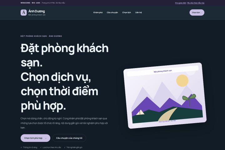 Ảnh chụp Giao diện HTML đặt phòng khách sạn — Nổi bật | WZ-468