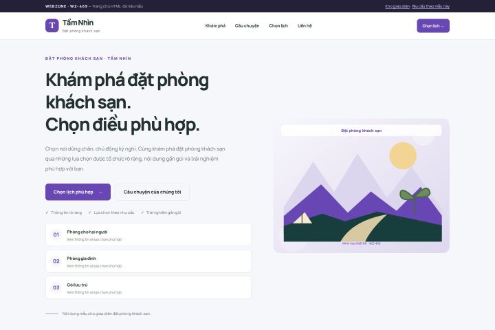 Ảnh chụp Giao diện HTML đặt phòng khách sạn — Trưng bày | WZ-469
