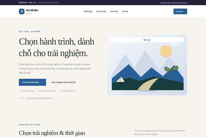 Ảnh chụp Giao diện HTML đặt tour — Thanh lịch | WZ-471