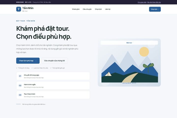 Ảnh chụp Giao diện HTML đặt tour — Trưng bày | WZ-473