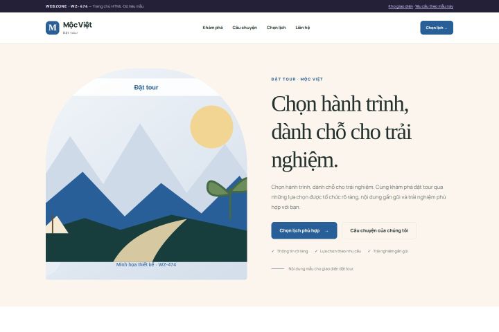 Ảnh chụp Giao diện HTML đặt tour — Kể chuyện | WZ-474