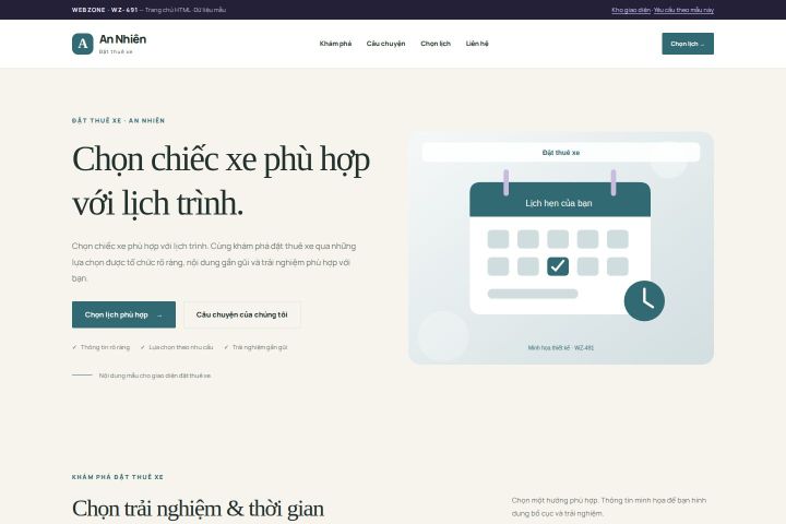 Ảnh chụp Giao diện HTML đặt thuê xe — Thanh lịch | WZ-491