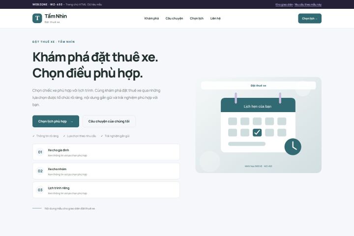 Ảnh chụp Giao diện HTML đặt thuê xe — Trưng bày | WZ-493