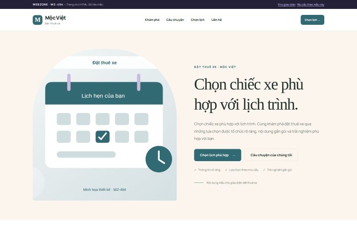 Ảnh chụp Giao diện HTML đặt thuê xe — Kể chuyện | WZ-494
