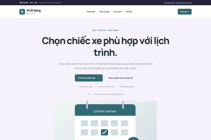 Ảnh chụp Giao diện HTML đặt thuê xe — Tập trung chuyển đổi | WZ-495
