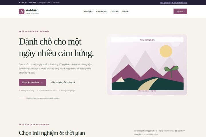 Ảnh chụp Giao diện HTML vé và trải nghiệm — Thanh lịch | WZ-496