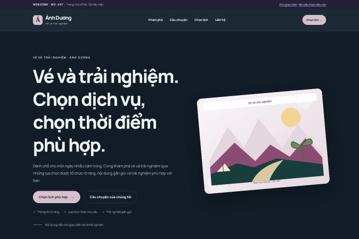 Ảnh chụp Giao diện HTML vé và trải nghiệm — Nổi bật | WZ-497
