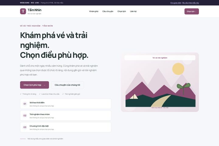 Ảnh chụp Giao diện HTML vé và trải nghiệm — Trưng bày | WZ-498