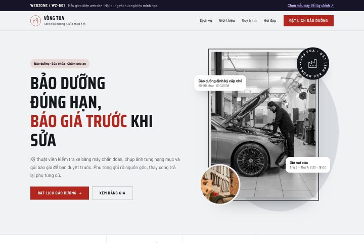 Mẫu giao diện gara ô tô WZ-501