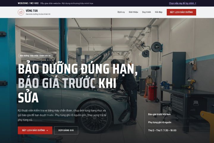 Mẫu giao diện gara ô tô WZ-502