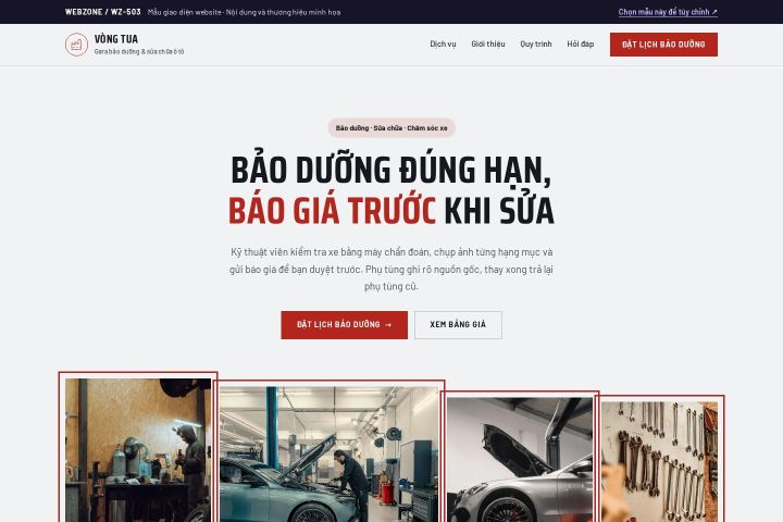 Mẫu giao diện gara ô tô WZ-503