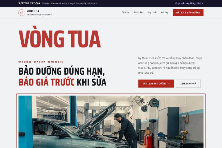 Mẫu giao diện gara ô tô WZ-504