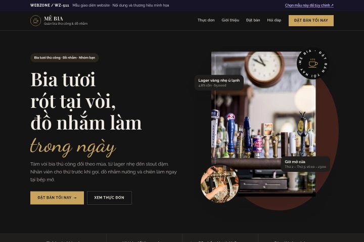 Mẫu giao diện quán bia thủ công WZ-511