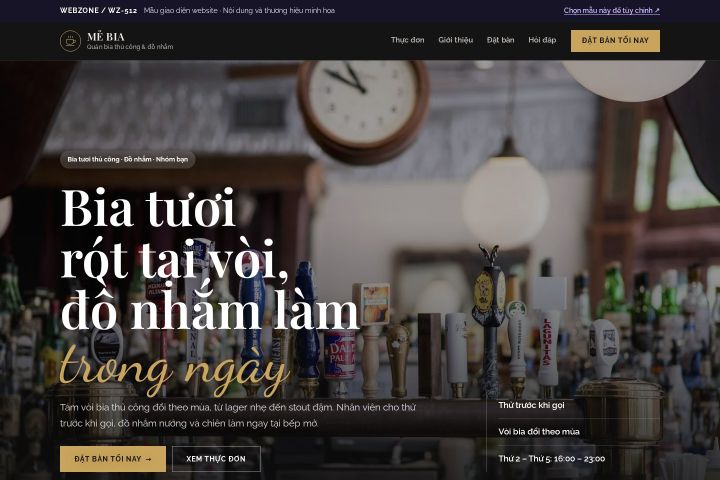 Mẫu giao diện quán bia thủ công WZ-512