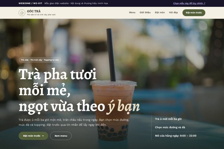 Mẫu giao diện tiệm trà sữa WZ-517