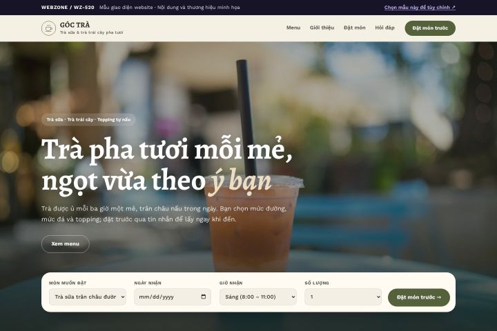 Mẫu giao diện tiệm trà sữa WZ-520