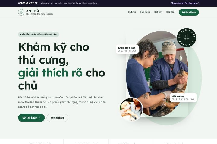 Mẫu giao diện phòng khám thú y WZ-521