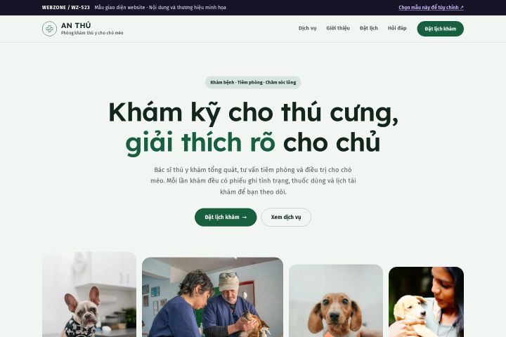 Mẫu giao diện phòng khám thú y WZ-523