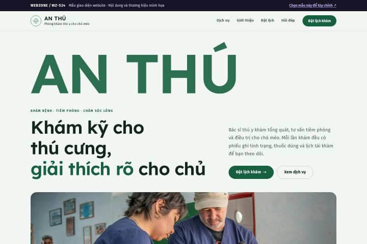 Mẫu giao diện phòng khám thú y WZ-524
