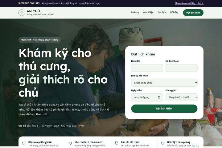 Mẫu giao diện phòng khám thú y WZ-525