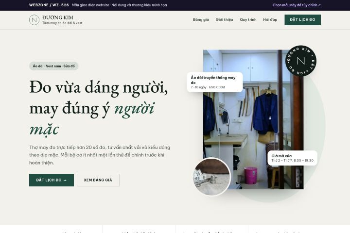 Mẫu giao diện tiệm may đo WZ-526