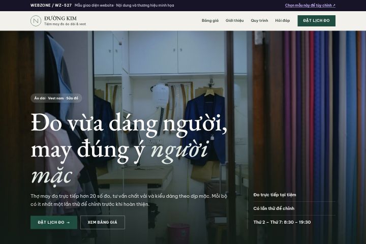 Mẫu giao diện tiệm may đo WZ-527