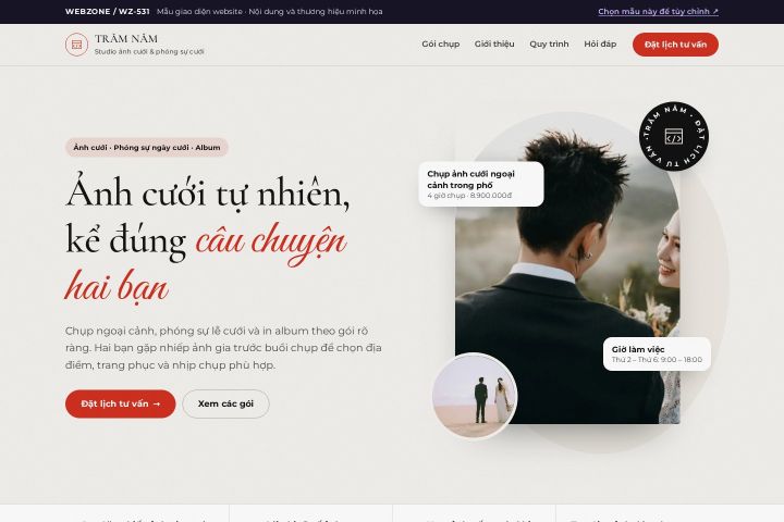 Mẫu giao diện studio ảnh cưới WZ-531