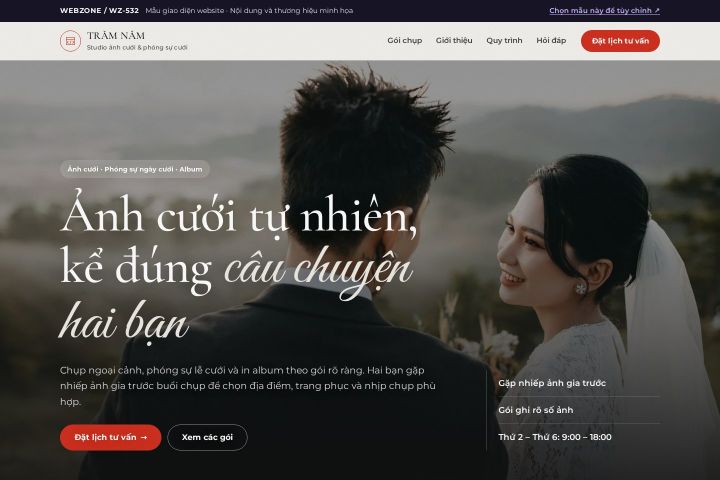 Mẫu giao diện studio ảnh cưới WZ-532