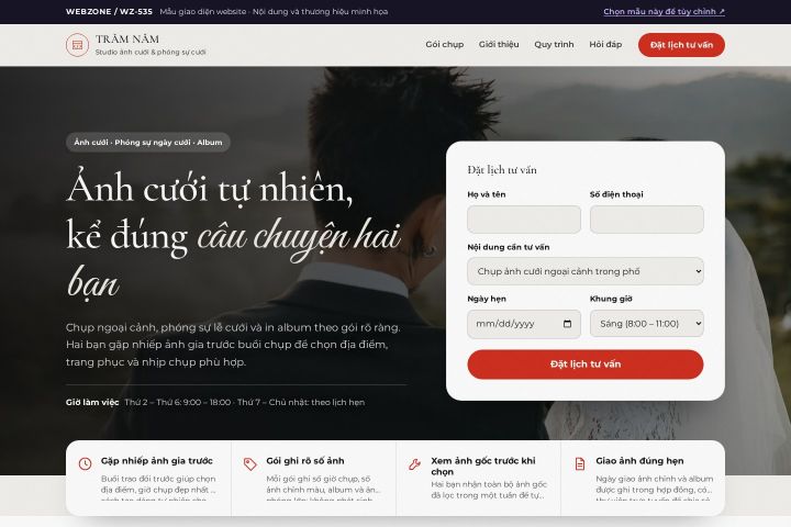Mẫu giao diện studio ảnh cưới WZ-535