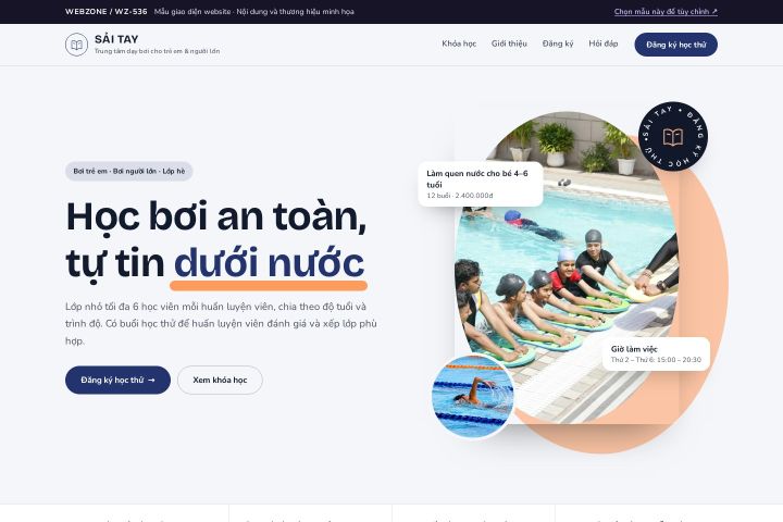 Mẫu giao diện trung tâm dạy bơi WZ-536