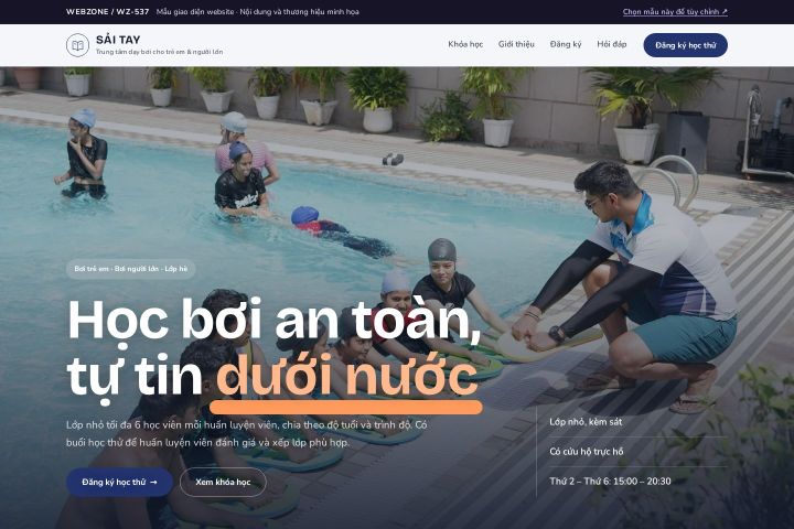 Mẫu giao diện trung tâm dạy bơi WZ-537