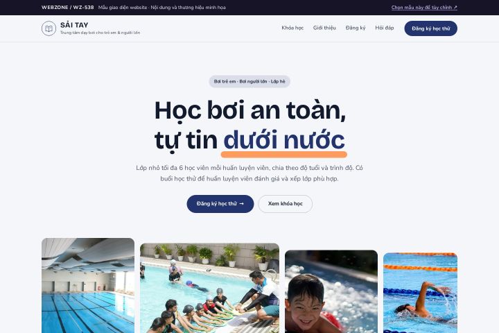 Mẫu giao diện trung tâm dạy bơi WZ-538