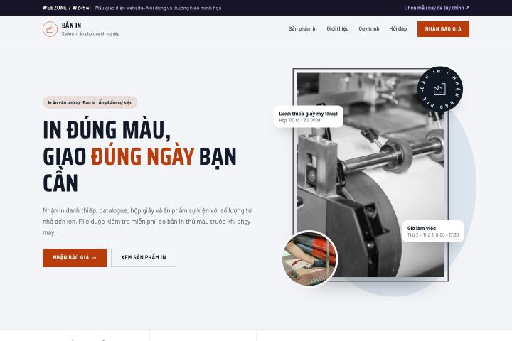 Mẫu giao diện xưởng in ấn WZ-541