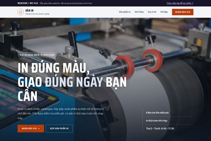 Mẫu giao diện xưởng in ấn WZ-542