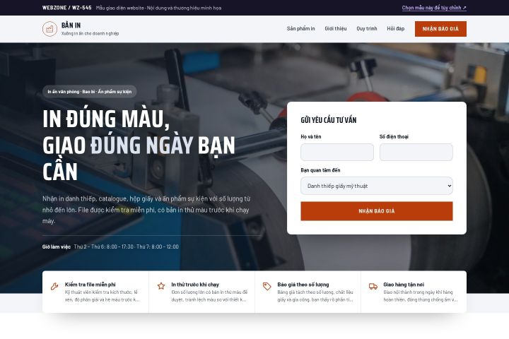 Mẫu giao diện xưởng in ấn WZ-545