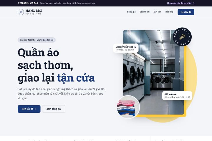 Mẫu giao diện tiệm giặt ủi WZ-546