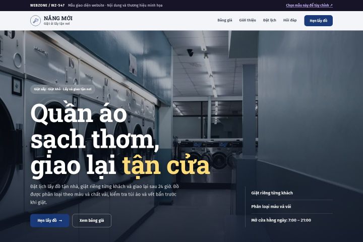 Mẫu giao diện tiệm giặt ủi WZ-547