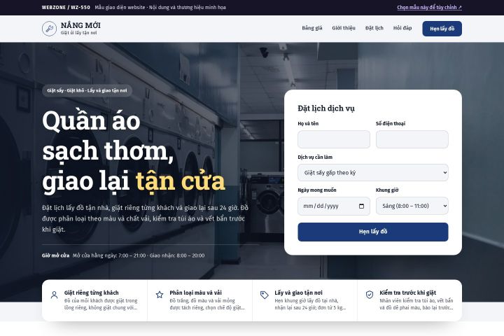 Mẫu giao diện tiệm giặt ủi WZ-550